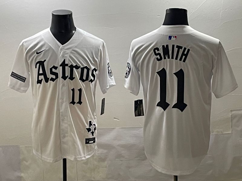 Men 2025 Houston Astros #11 Smith White Five generations Joint Name Nike MLB Jersey style 39
